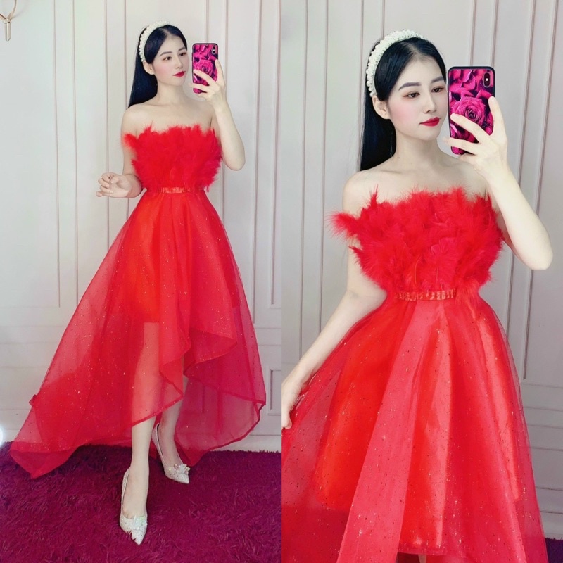 MS1230v ĐẦM CUP ĐUÔI TÔM ĐÍNH LÔNG full size S/M/L/XL