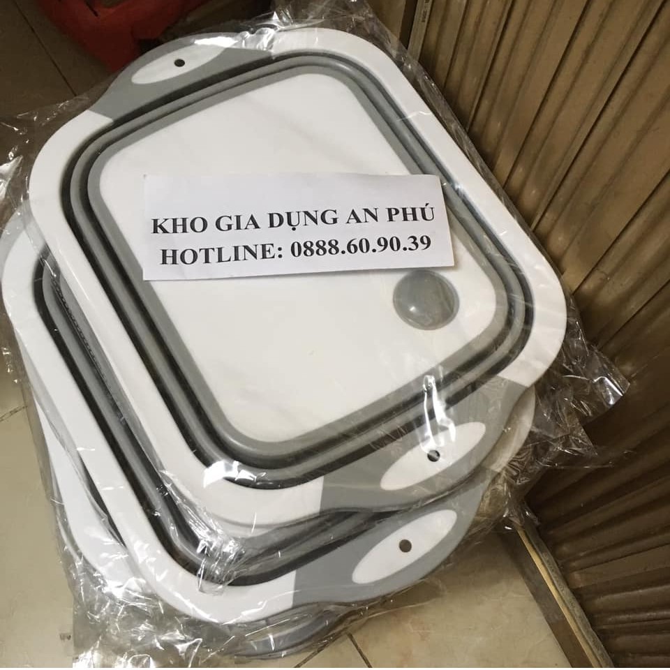 chậu gấp gọn kèm thớt tiện dụng 2 in 1