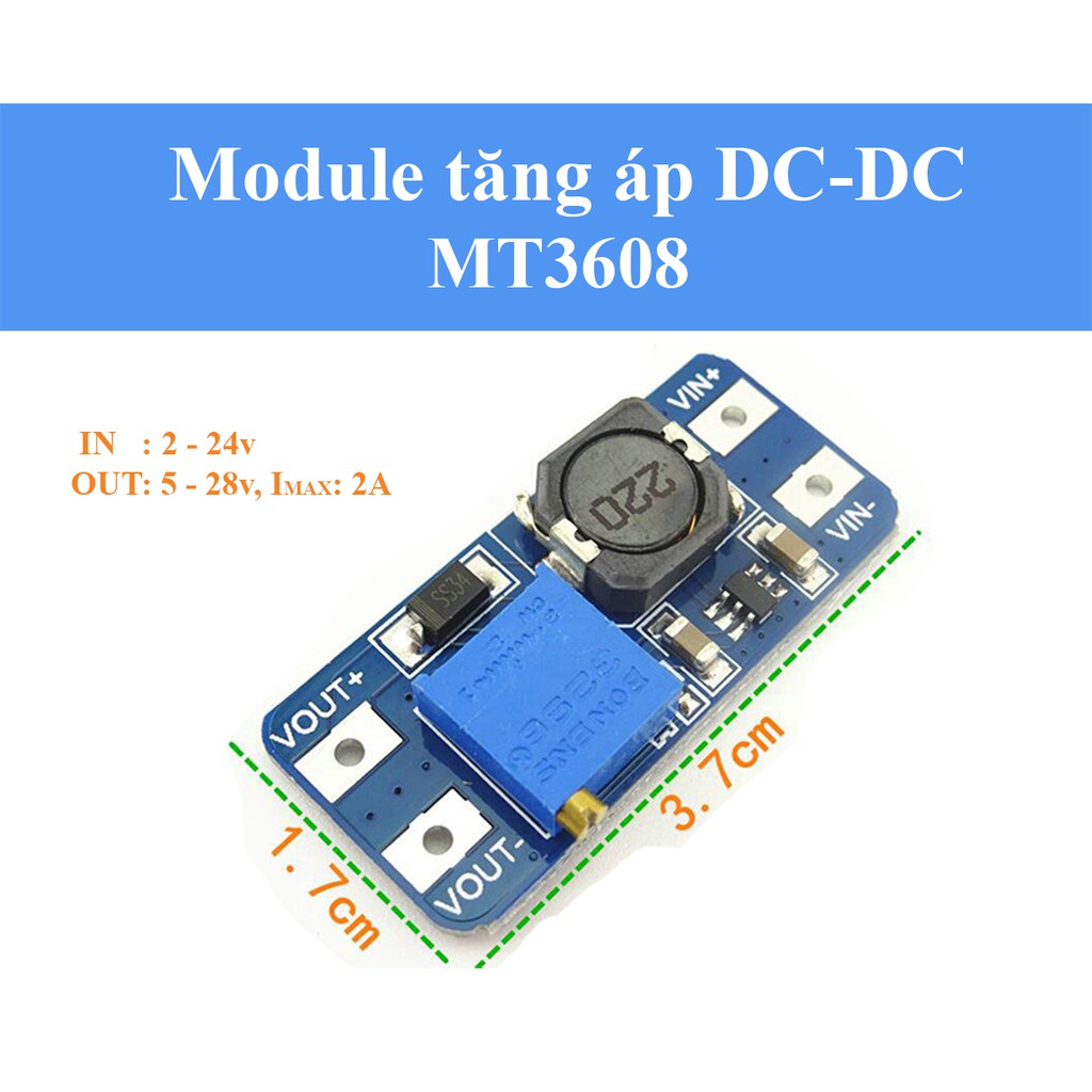 Module tăng áp DC-DC MT3608 dòng tối đa 2A