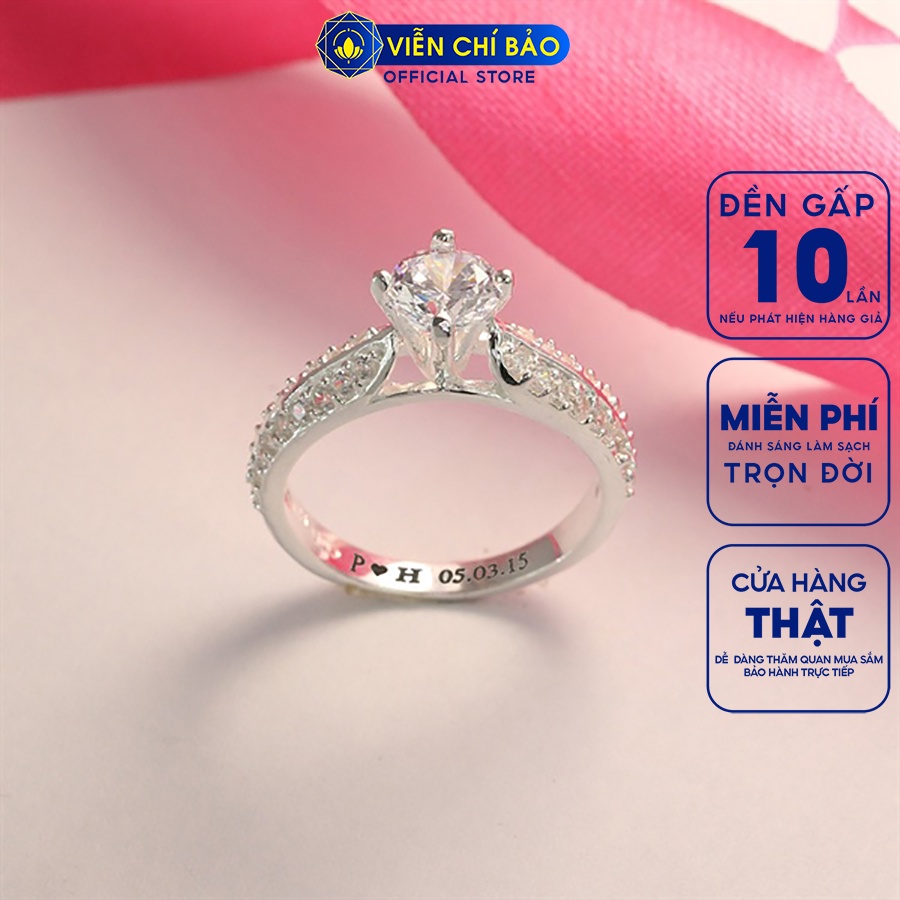 Nhẫn nữ đính đá cao chất liệu bạc 925 thời trang phụ kiện trang sức nữ Viễn Chí Bảo N400615