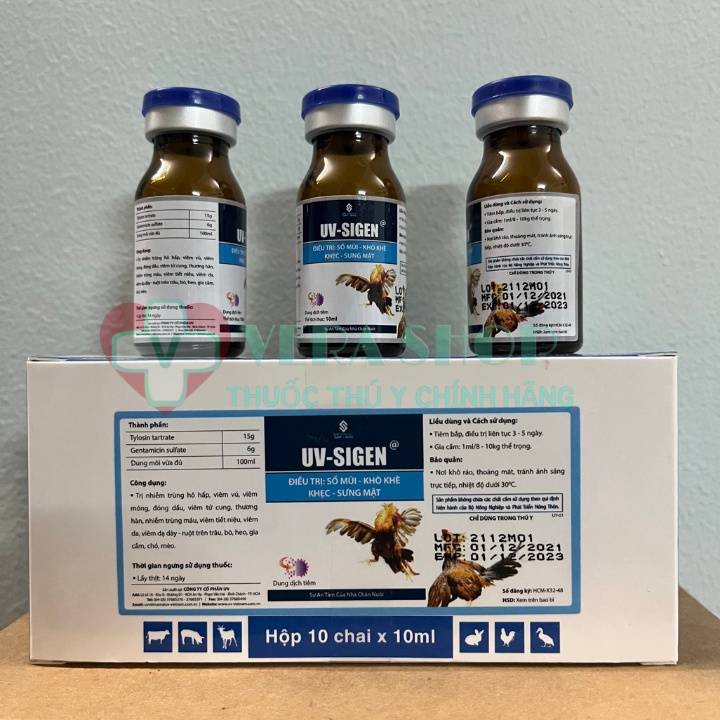 UV SIGEN 10ML - Sổ mũi, khò khè, khẹc, sưng mặt cho gà