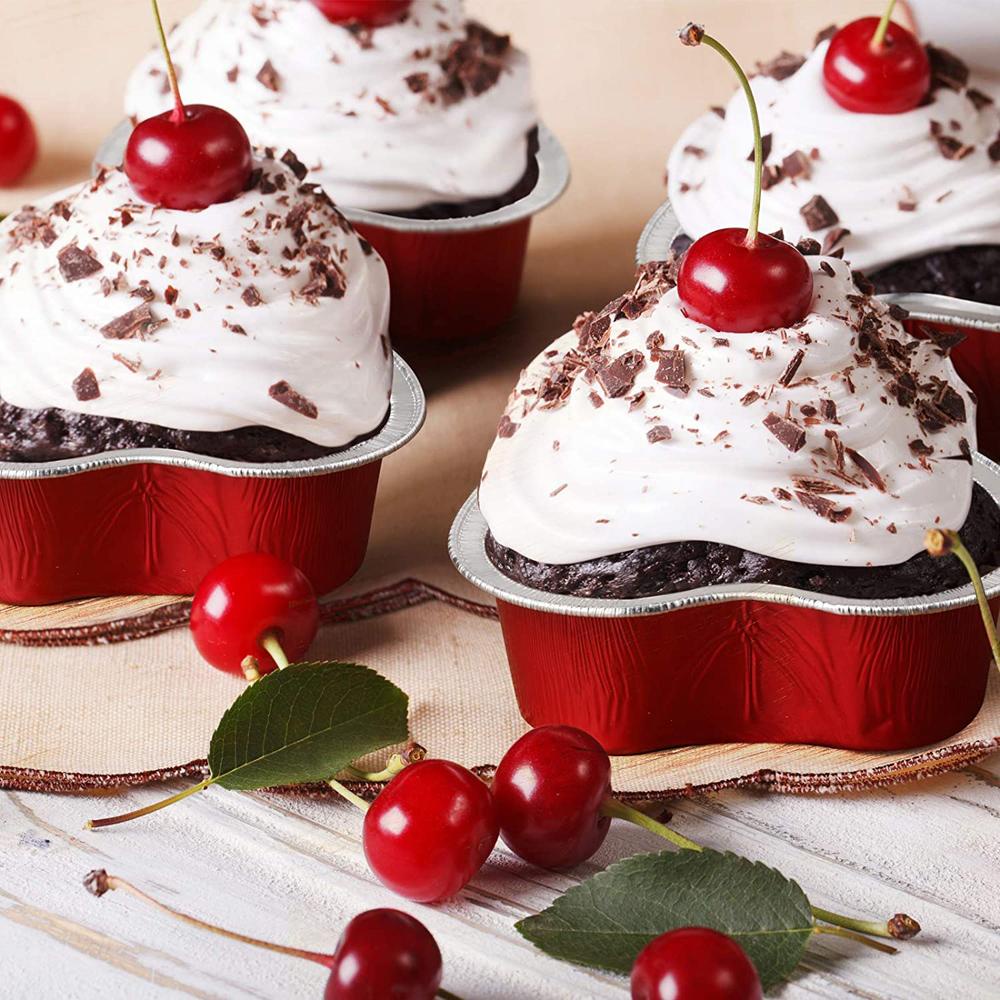LET Cốc Nướng Bánh Cupcake Hình Trái Tim Có Nắp Đậy