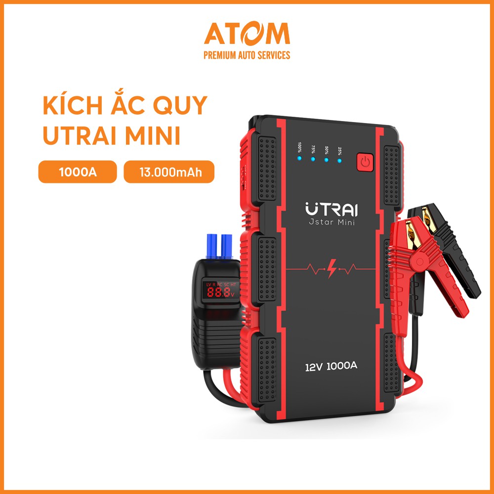 Bộ kích điện ô tô  UTRAI MINI, tích hợp pin dự phòng 13.000mAp, đèn led - BH 12 tháng