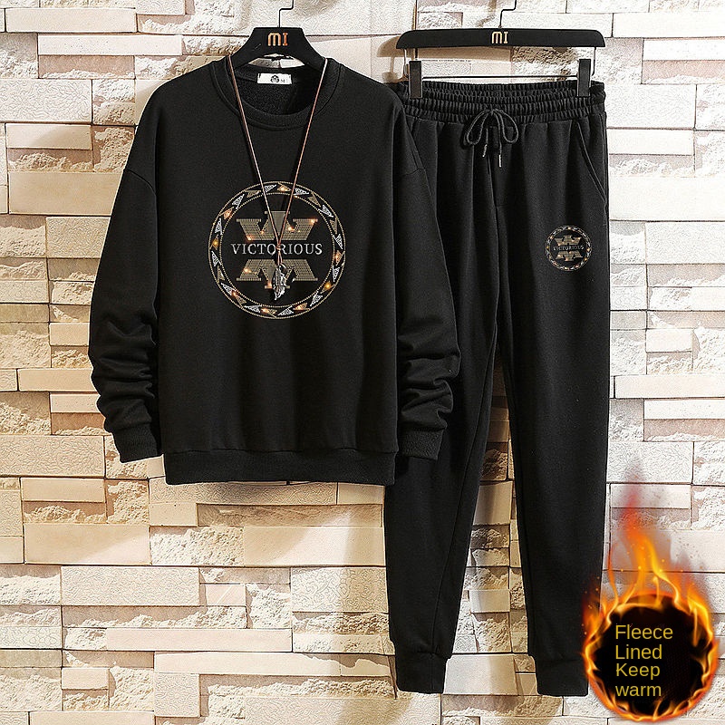 Set đồ thể thao lót nhung giữ ấm dáng rộng thời trang thu đông phong cách nam tính
