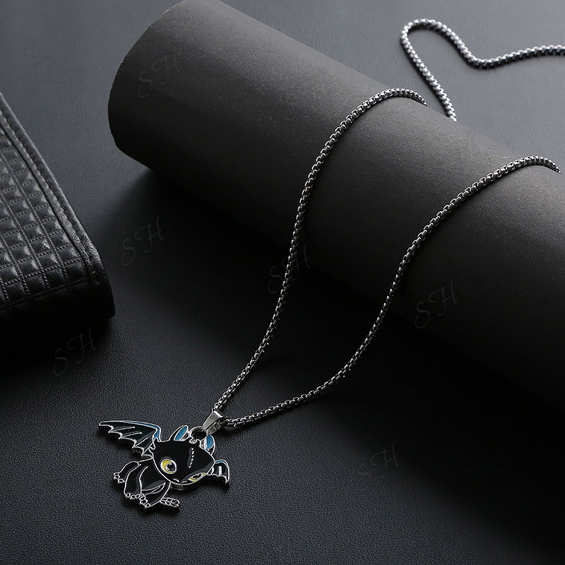 Dây Chuyền Vòng Cổ Cặp Đôi Bí Kíp Luyện Rồng Night Fury Chains Merin - Chất Liệu Titan Không Gỉ - Night Fury