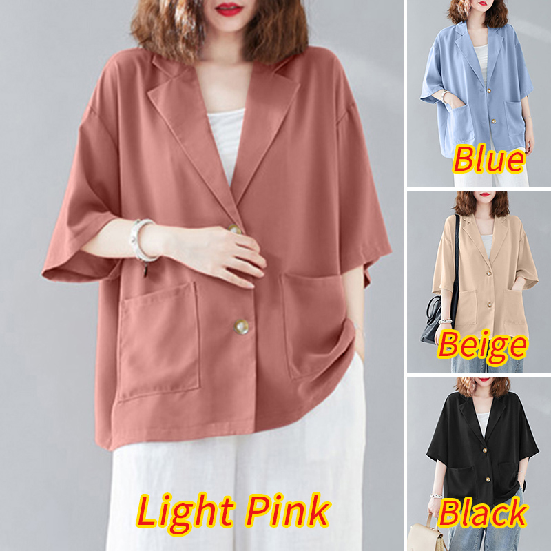 Áo Khoác Blazer Zanzea Tay Lỡ Màu Trơn Thời Trang Xinh Xắn Cho Nữ