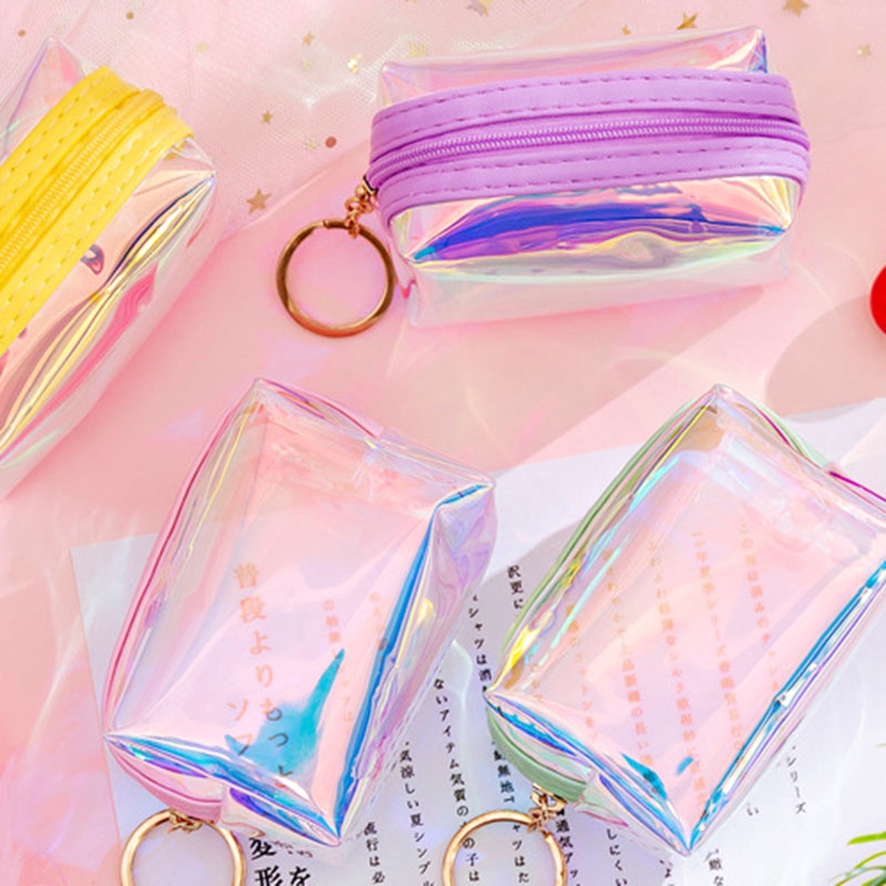 Bóp mini trong suốt phối khoá kéo kiểu dáng đơn giản tiện dụng | BigBuy360 - bigbuy360.vn