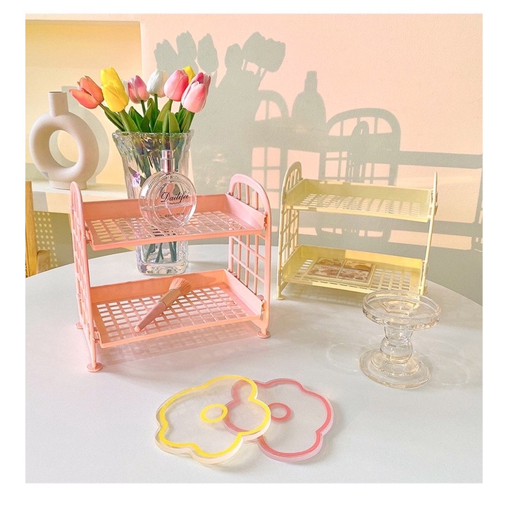 Kệ Đựng - Kệ Nhựa Mini 2 Tầng Đựng Đồ Đa Năng Siêu Xinh Sẵn Hàng 6 Màu