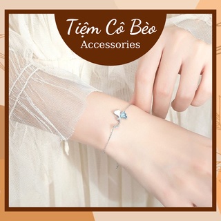Vòng tay/ lắc tay bạc s925 chiếc lá đính đá phong cách hàn quốc tiệm cô bèo accessories - vt015