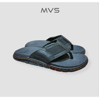 [Giao Nhanh 2H] Dép Xỏ Ngón Nam Đi Chơi, Da Thật, Họa Tiết Chữ (Đen) - Giày Dép MVS