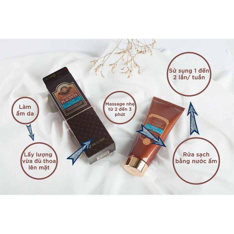 Sữa Rửa Mặt Nhau Thai Cừu 3W Clinic Premium Placenta 180ml