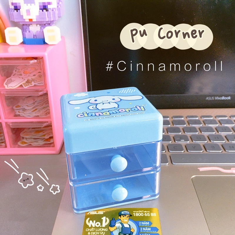 Tủ 2 ngăn mini size 7x6,5x7,3 cm Melody - Cinnamoroll - Hello kitty decor