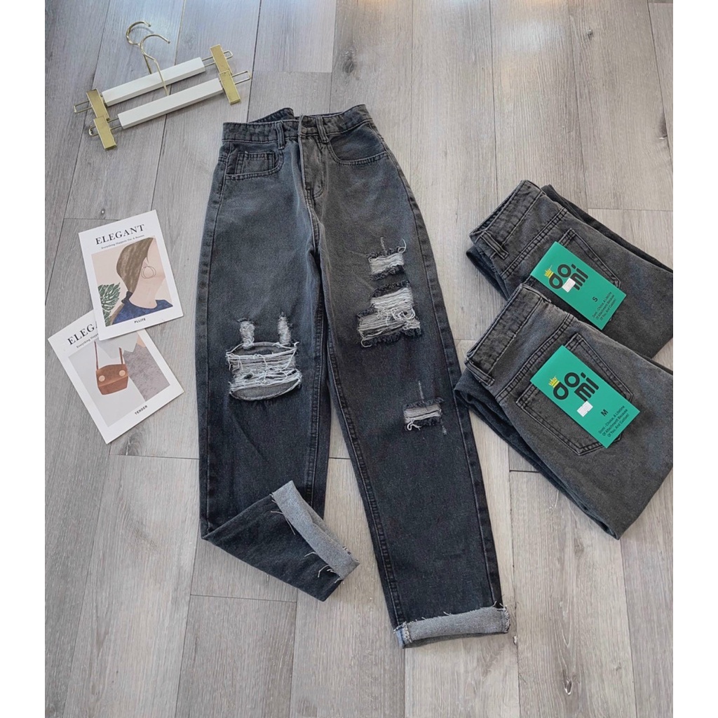 Quần jean nữ baggy loang màu chất vải Jean Denim không co dãn, bền màu William - AT176