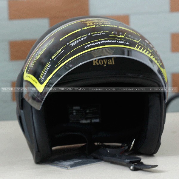 Mũ Bảo hiểm 3/4 Royal có kính khói, màu đen nhám dành cho nam nữ, hàng chính hãng