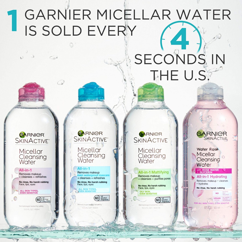 Nước tẩy trang Garnier Micellar Water nội địa Âu không chứa cồn cho da nhạy cảm, da dầu, da khô Linh Giang chínhãng