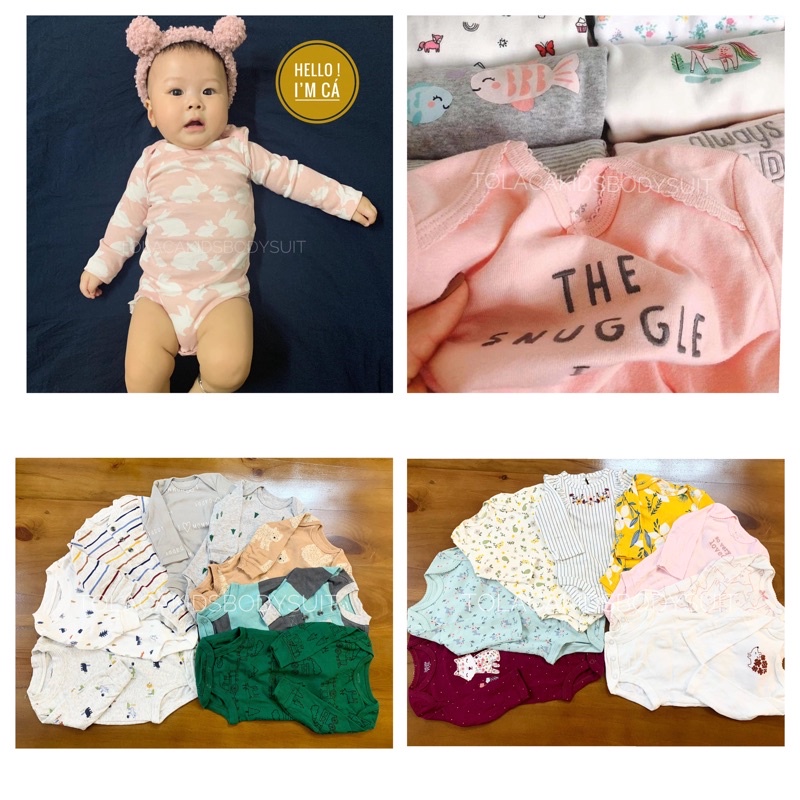Bodychip dài tay Carter, Bodysuit cho bé, Chất cotton mềm mịn