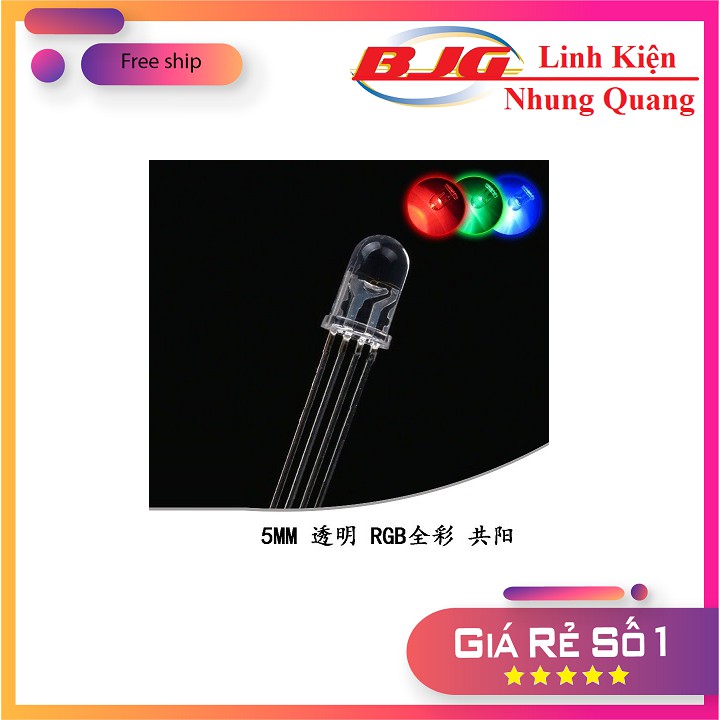 combo 10 Led 3 màu RGB 5mm 4 chân linh kiện điện tử 3m