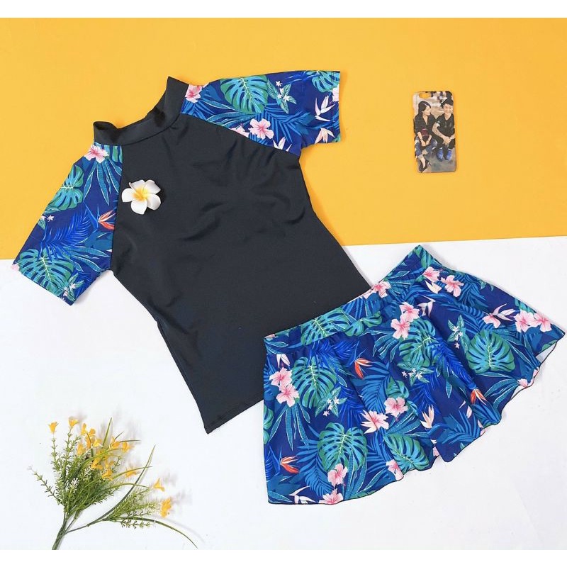 Bộ Bơi Áo Tay Ngắn Kèm Chân Váy Free Size 40_60 ký ( Gồm 8 Mẫu)