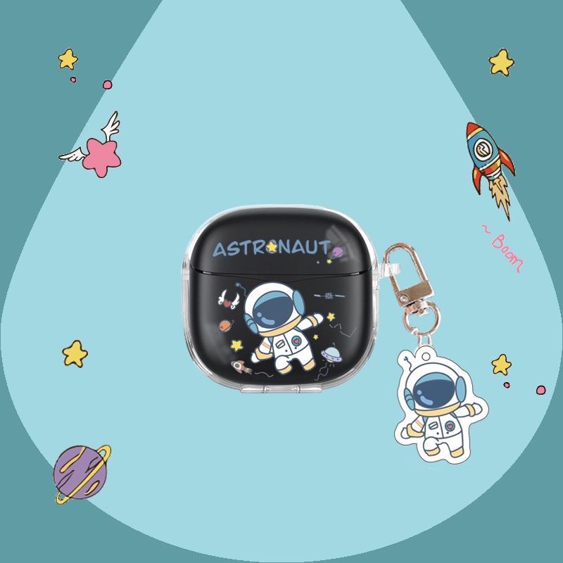 Vỏ Bảo Vệ Hộp Sạc Tai Nghe Soundpeats Air3 Bằng TPU Trong Suốt Chống Rơi Chống Trầy Hình Chú Chó Snoopy Đáng Yêu Kèm Móc Khóa