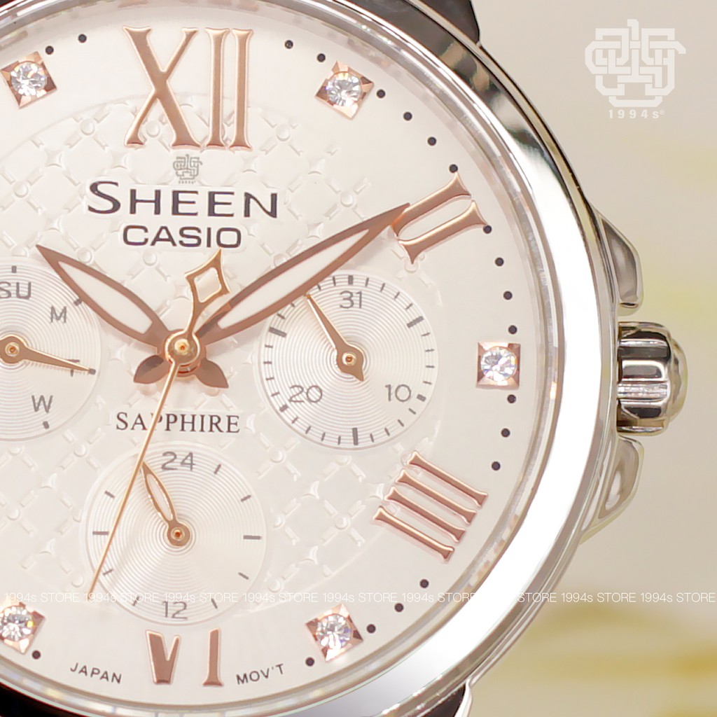 Đồng hồ nữ Casio Sheen SHE-3511 / SHE-3511L-7A kính Sapphire chống trầy, chống nước 50m, hàng chính hãng