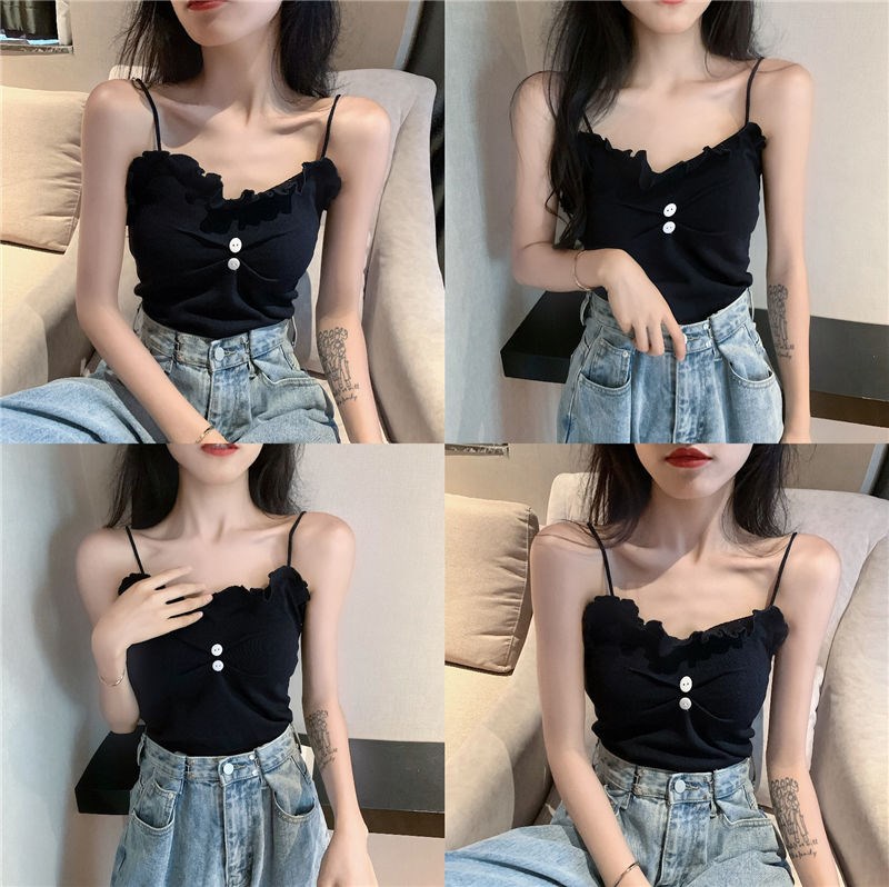 Áo camisole dệt kim màu trơn cho nữ không tay | BigBuy360 - bigbuy360.vn