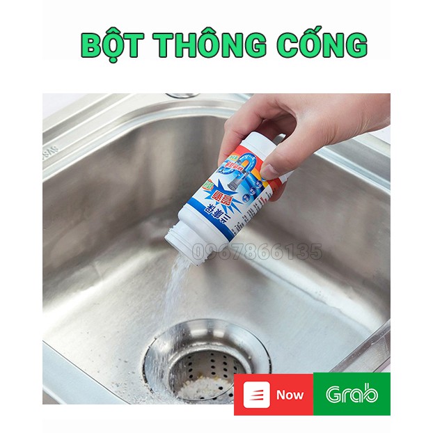 Bột thông tắc cống, đường ống bồn rửa bát, chậu rửa mặt thần thánh siêu mạnh