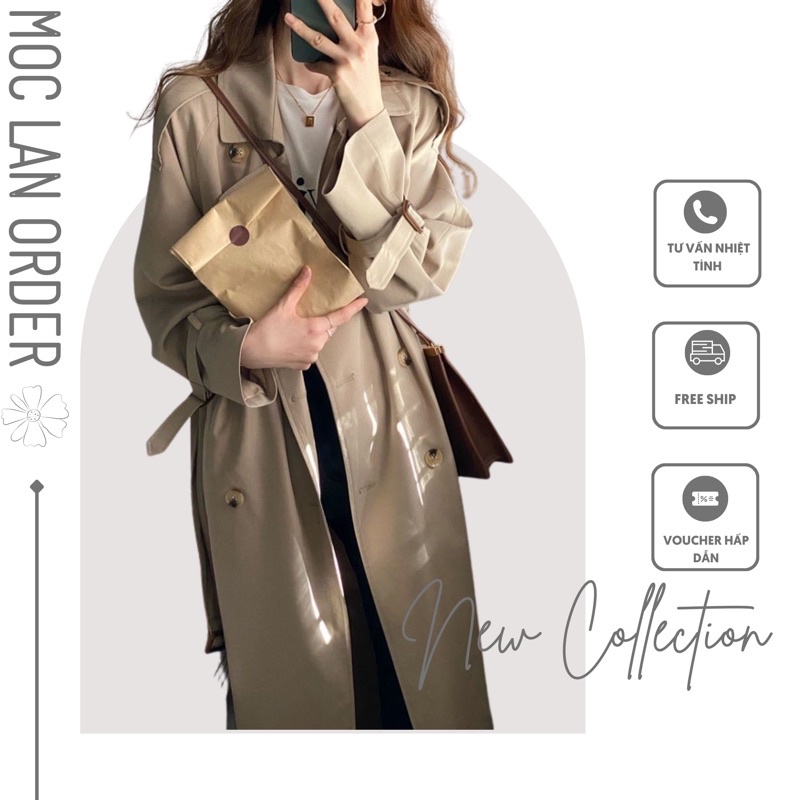 (Mộc Lan ORDER) Áo khoác măng tô trench coat dáng dài phong cách Hàn Quốc /áo khoác mùa đông hàng quảng châu loại đẹp