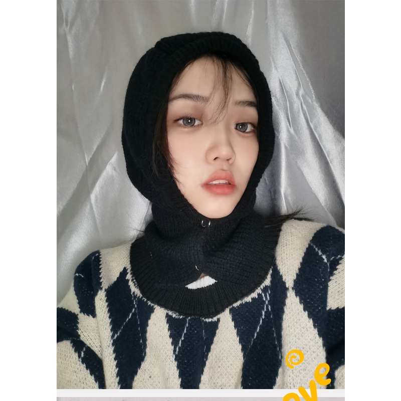 Mũ Len Dệt Kim Kèm Khăn Choàng Cổ Thời Trang Thu Đông Hàn Quốc Dành Cho Nam Nữ