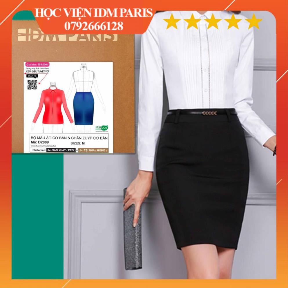 Rập Áo Sơ Mi & Chân Váy Công Sở Phom Chuẩn , Đẹp ,Hàng Cao Cấp (Chỉ Cần Ốp Lên Vải Cắt & May)-Model: D2009