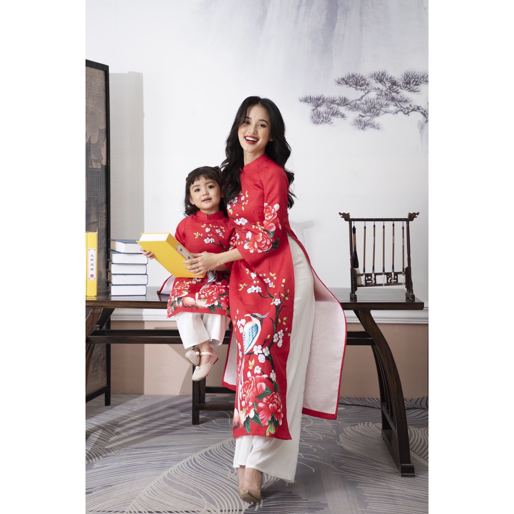 Áo Dài Tết Cho Bé Gấm Hoa Cao Cấp AD400