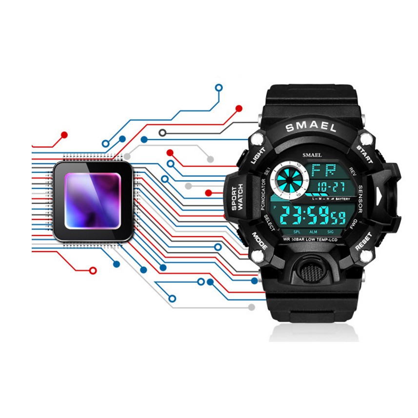 Đồng Hồ Nam Thể Thao SMAEL 1385 Chính Hãng Chống NướcThiết Kế Hầm Hố Dây Cao Su Bền Pin Trâu | BigBuy360 - bigbuy360.vn