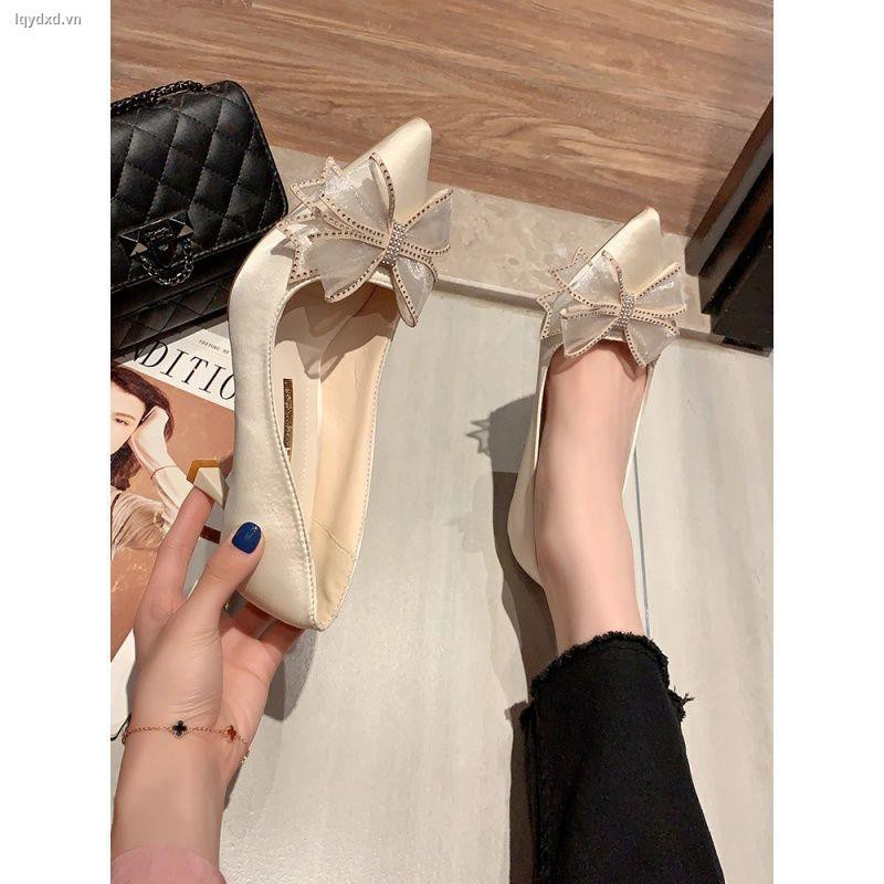 Giày cao gót mũi nhọn đính đá thời trang mùa hè 2021 cho nữ
