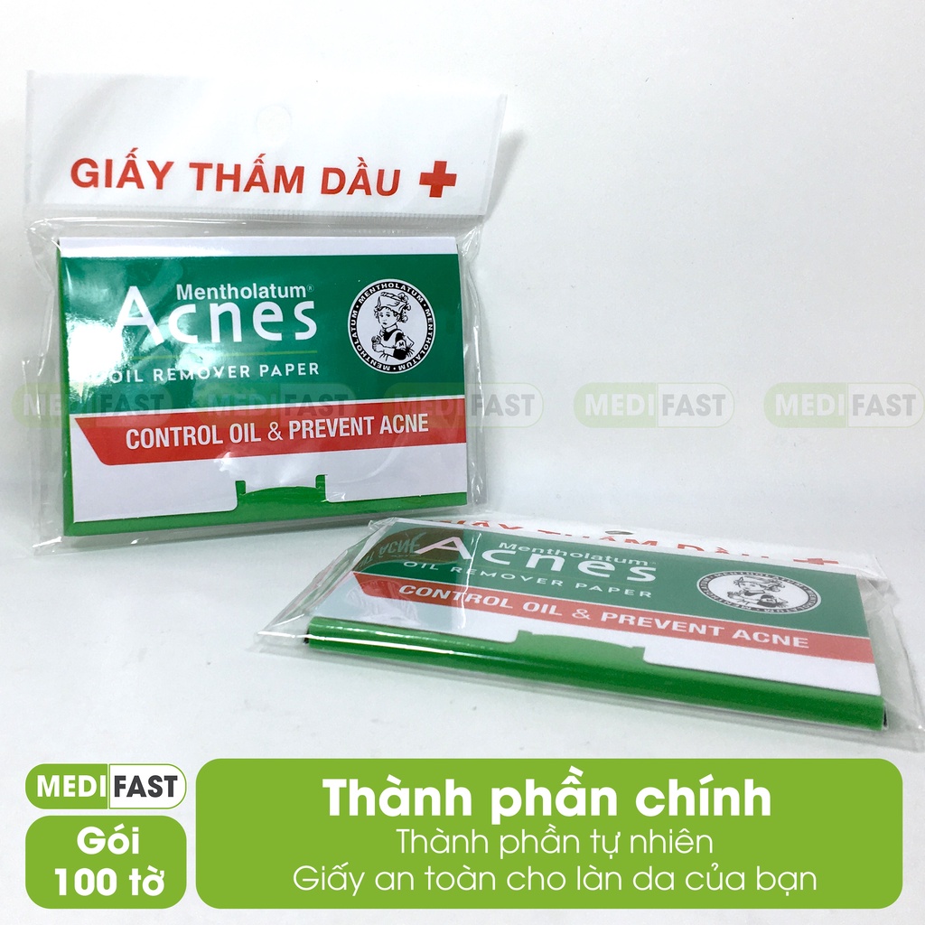 Giấy thấm dầu Acnes - Chính hãng từ Rohto - Kiểm soát nhờn, ngăn ngừa mụn, thông thoáng lỗ chân lông