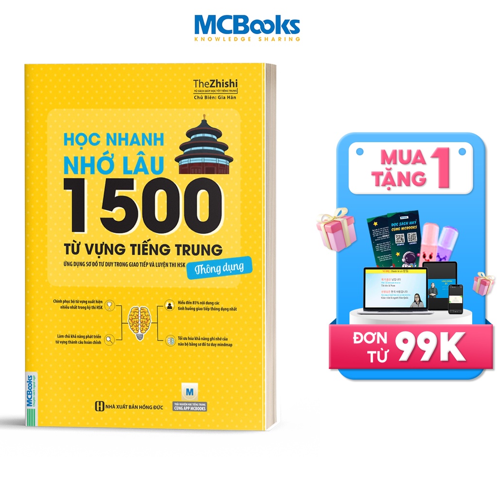 Sách - Học Nhanh Nhớ Lâu 1500 Từ Vựng Tiếng Trung Thông Dụng - MCBooks