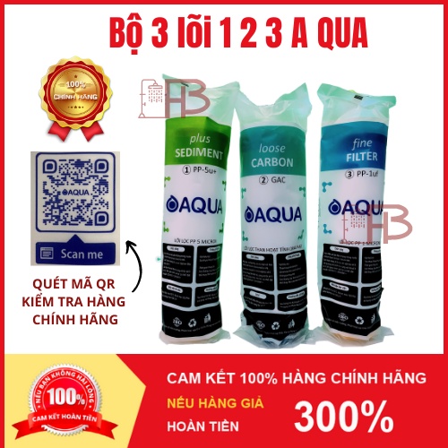 Combo 3 lõi lọc nước AQUA 1-2-3 CHÍNH HÃNG, CAO CẤP dùng cho máy lọc nước RO (có bán rời)