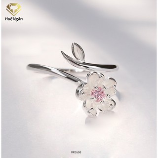 Nhẫn bạc Ý 925 Bạc Xinh Huệ Ngân - Hoa anh đào RR1668