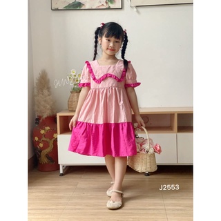 Đầm váy bé gái, Đầm JUNE thiết kế cổ hải quân cách điệu màu hồng ngọt ngào cho bé,