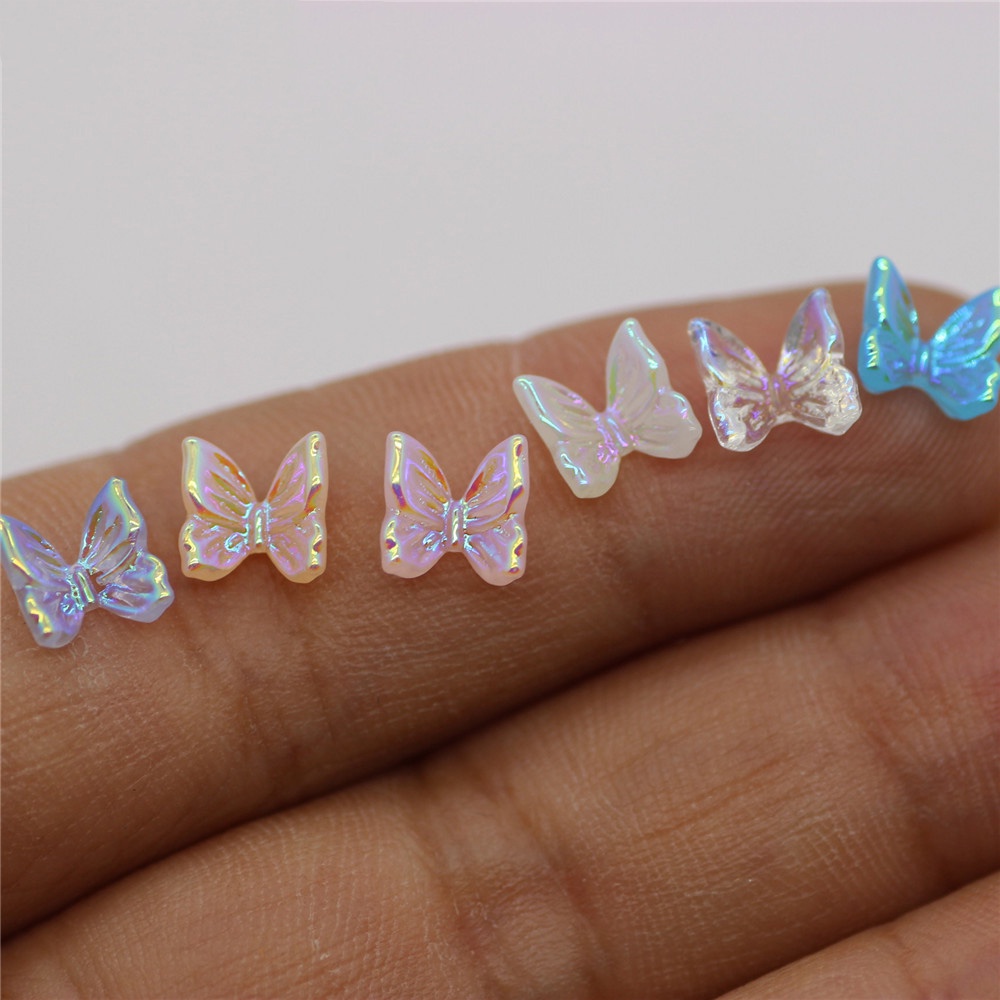 Túi 50 Hạt Nhựa AB 6mm Hình Bướm Nhiều Màu Sắc Dùng Làm Trang Sức / Trang Sức / Móng Nghệ Thuật DIY
