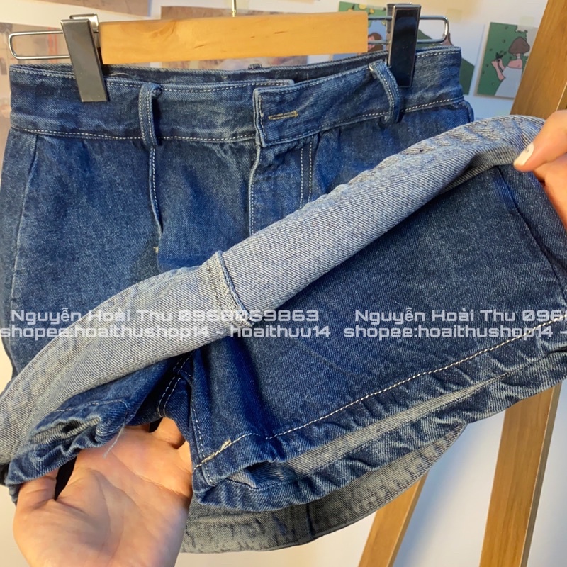 Chân váy jeans xanh vạt bầu siêu đẹp