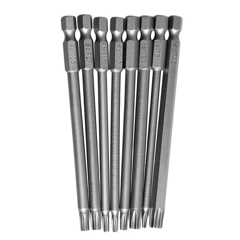 Bộ 8 Tua Vít Torx 100mm Từ Tính T8-T40 1 4 Chất Lượng Cao