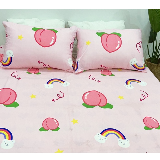 [ Thanh Lý ] Bộ ga kèm 2 vỏ gối vải cotton 3D giá rẻ KimBedding