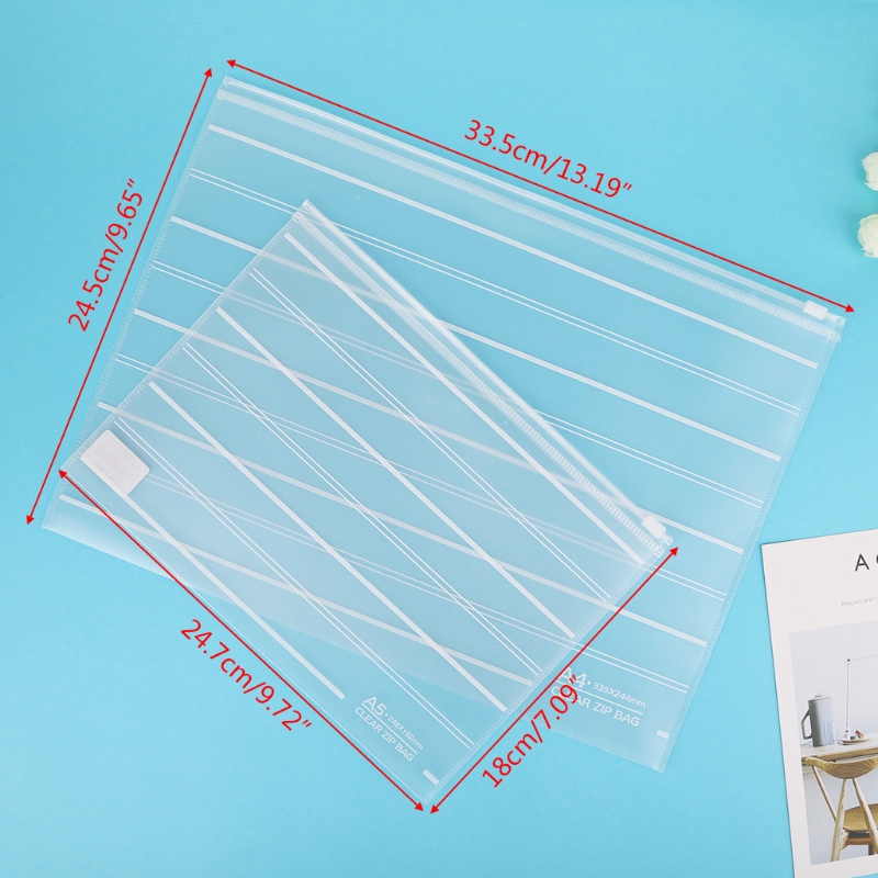 PVC A4 A5 Clear Transparent Plastic Waterproof Stationery Case Zipper Bag Pouch