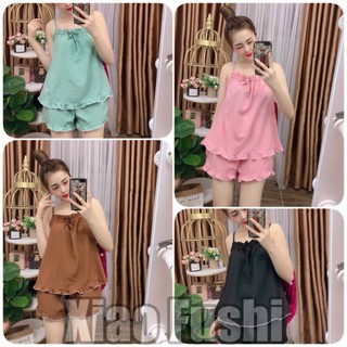 Đồ bộ mặc nhà, đồ bộ kiểu áo 2 dây trơn đủ màu sắc, chất satin cực đẹp giá rẻ, freesize