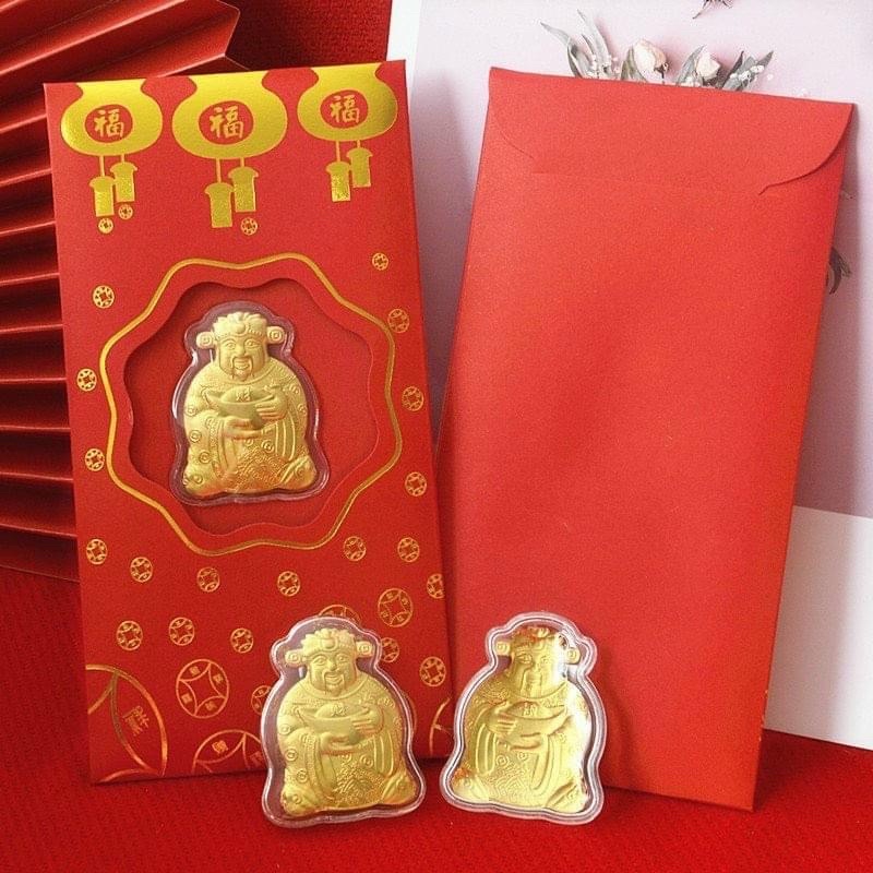 Lì Xì Thần Tài Mạ Vàng 24K May Mắn Rước Tài Lộc Món Quà Ý Nghĩa Tết May Mắn Cho Ngày Vía Thần Tài