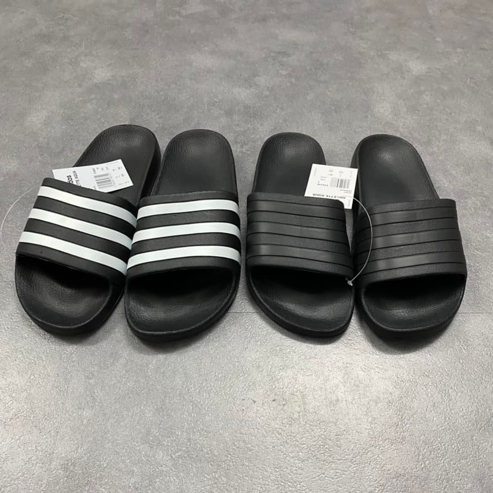 (𝗖𝗵𝗶́𝗻𝗵 𝗵𝗮̃𝗻𝗴 - M Waffle) Dép ADIDAS SLIDE AQUA Chống Nước phiên bản 2 phối màu - Black/White &amp; Full Black