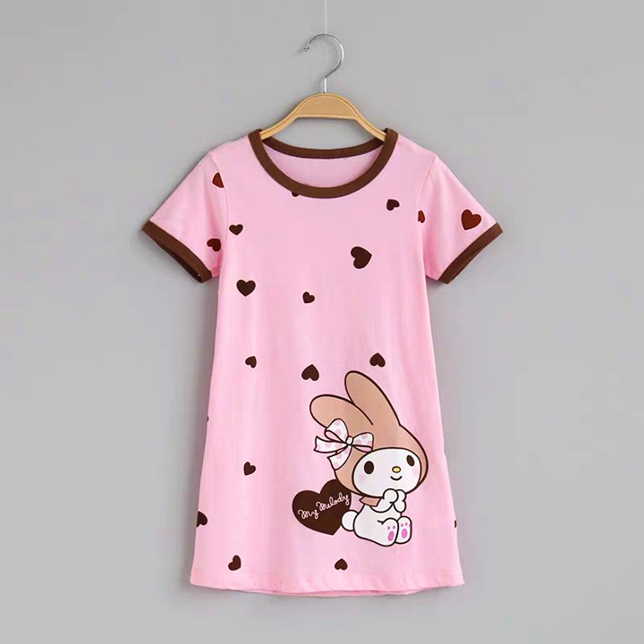 Đầm ngủ bé gái cotton mát mẻ hình thỏ cute cho bé 4-10 tuổi BBShine – DN001