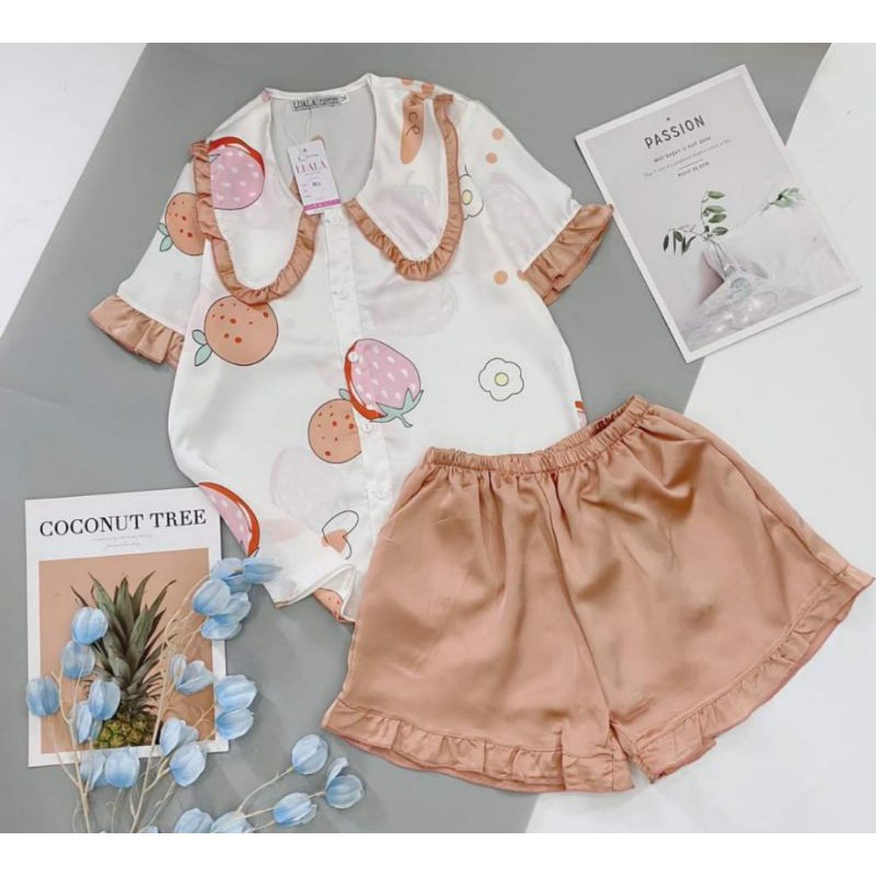 Pijama cộc đùi lụa satin latin phối hàn cao cấp hàng loại 1, sang xịn, mềm mát, bao lỗi 1 đổi 1 | BigBuy360 - bigbuy360.vn
