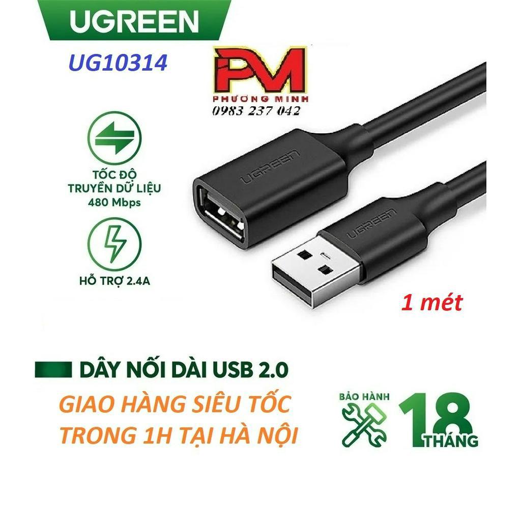 Cáp nối dài USB 2.0 dài 1m Chính hãng Ugreen 10314 cao cấp