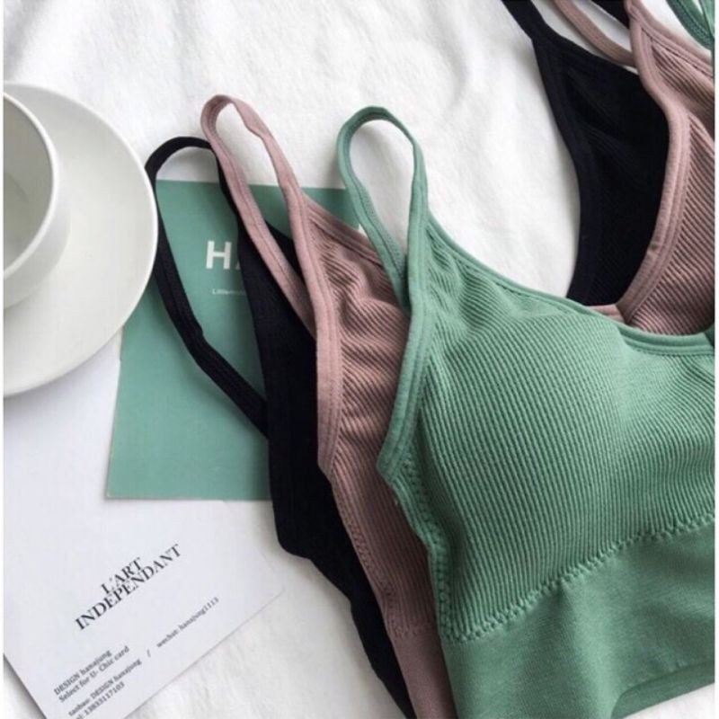 Áo bra cotton tăm 2 dây lưng dáng U có đệm ngực nhiều màu đẹp 367 | BigBuy360 - bigbuy360.vn