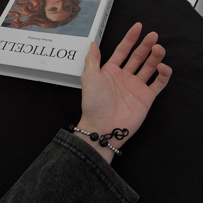 Vòng tay mặt hình nốt nhạc mặt cười phong cách hip hop Hàn Quốc cho nam và nữ